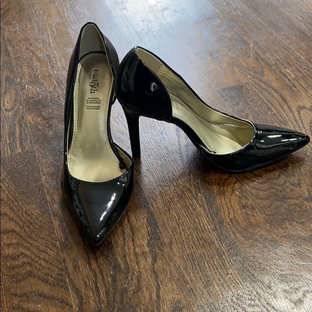 Stiletto shiny black heels